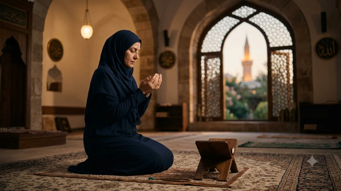 Ilustrasi muslim berdoa menyambut Tahun Baru Islam 1 Muharram