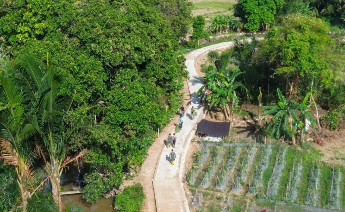 Pembangunan jalan baru di Dusun Lok Nyiur, Hulu Sungai Tengah, Kalimantan Selatan