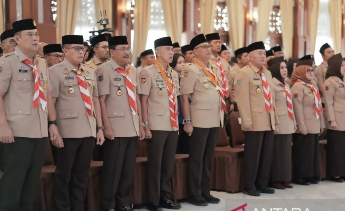 Ketua DPRD Kalsel Supian HK saat pelantikan MABIDA Pramuka Kalsel di Mahligai Pancasila Banjarmasin