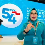 Ketua TP PKK HSS Hj Mustaidah menghadiri puncak peringatan Hari Kesatuan Gerak atau HKG PKK ke-54 di Makassar