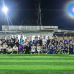 Pengurus HIPMI Banua saat mengikuti kegiatan laga persahabatan minisoccer di Barabai