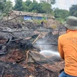 Petugas gabungan sedang memadamkan kebakaran lahan di Kotawaringin Barat