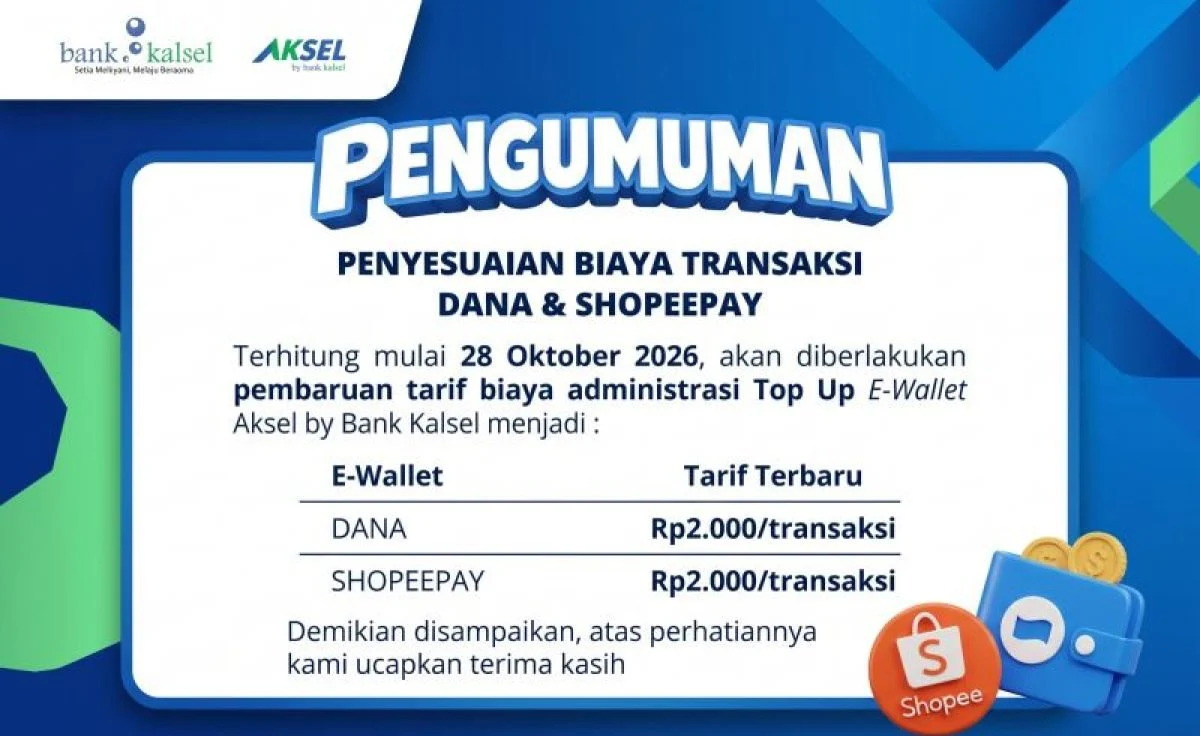 Ilustrasi transaksi top up DANA dan ShopeePay melalui aplikasi Aksel Bank Kalsel