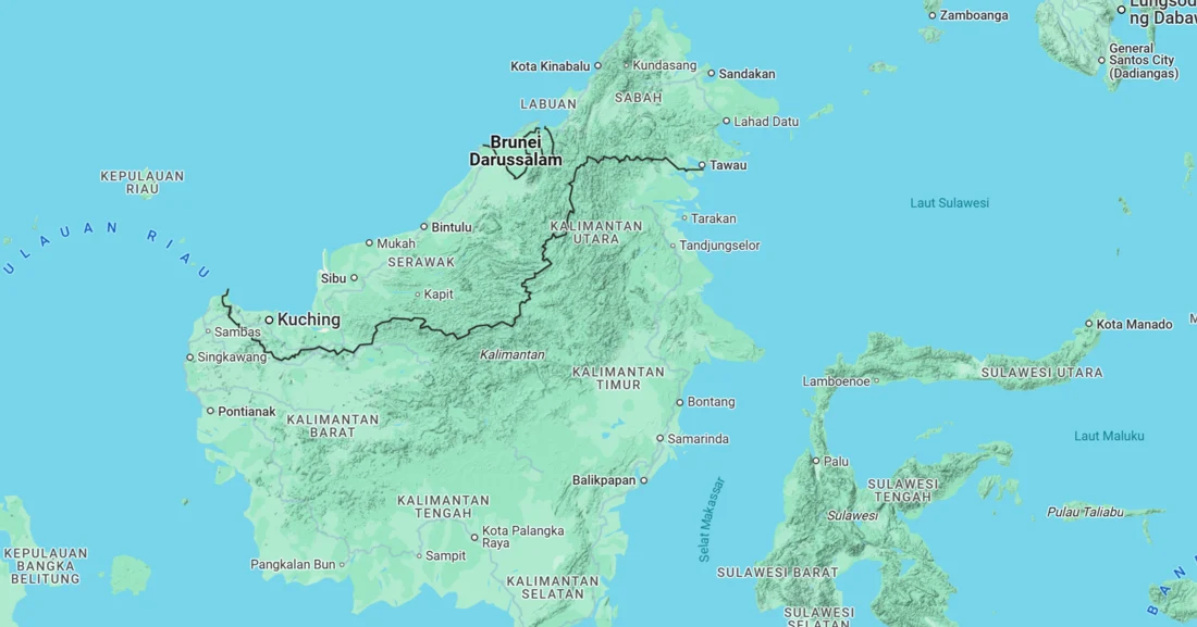 Peta tektonik dan ilustrasi geografis Pulau Kalimantan dalam proses pembentukan geologi