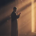 Seseorang sedang berdoa setelah sholat Subuh dengan khusyuk