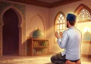 Ilustrasi seseorang memanjatkan doa pembuka rezeki pada pagi hari