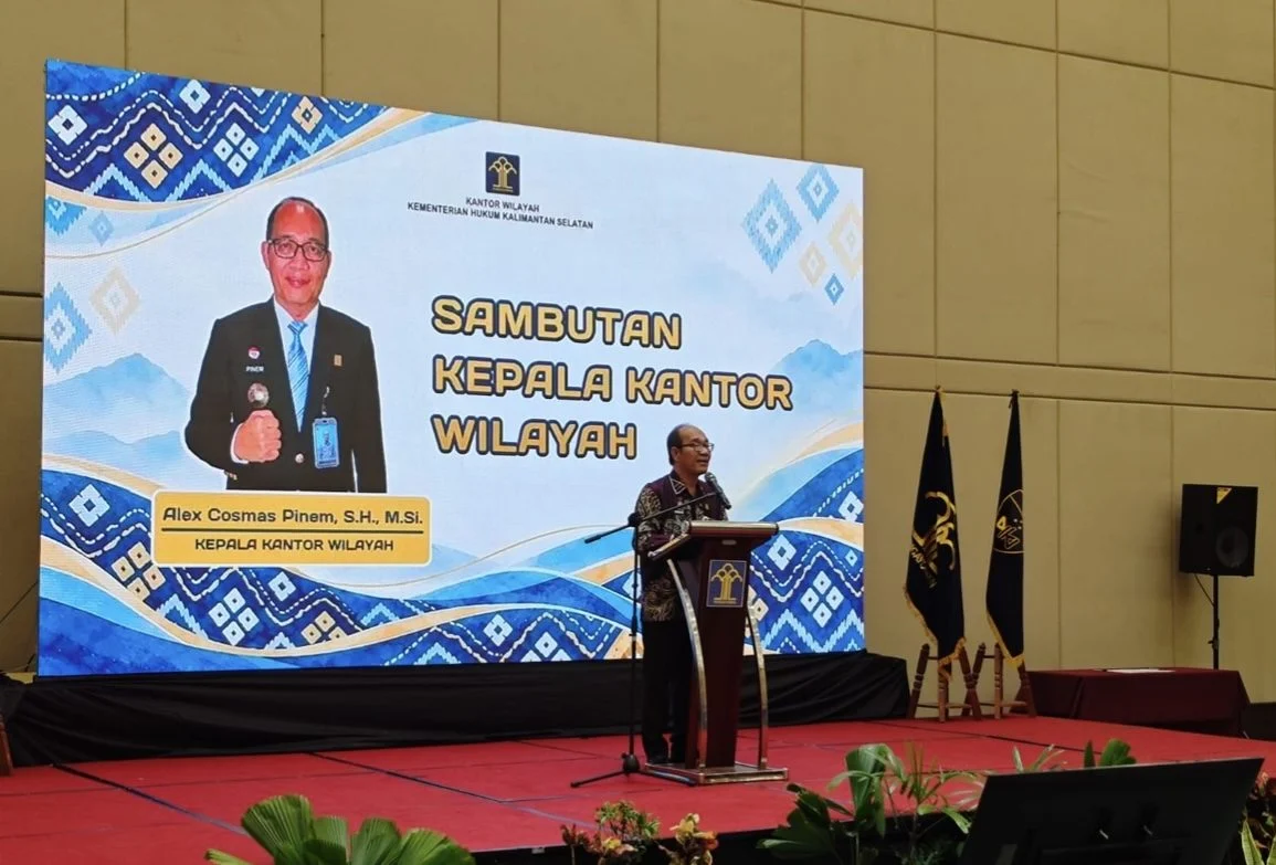 Kepala Kanwil Kemenkumham Kalsel Alex Cosmas Pinem menjelaskan kolaborasi perlindungan kekayaan intelektual dengan BRIDA.