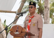 Peserta mengikuti kegiatan Kemah Bakti Pelajar di Bumi Perkemahan Bina Bamega Kotabaru