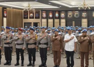 Upacara pelepasan Kontingen Garuda Bhayangkara FPU 8 Minusca oleh Polri untuk misi perdamaian PBB di Afrika Tengah.